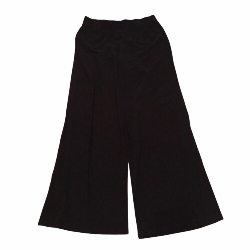 Black Pull On Wide Leg Pants side slit Medium